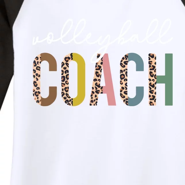 Volleyball Mom Leopard Volleyball Coach Team Gift Women's Tri-Blend 3/4-Sleeve Raglan Shirt