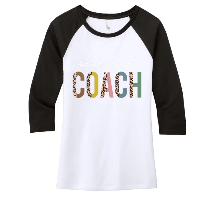 Volleyball Mom Leopard Volleyball Coach Team Gift Women's Tri-Blend 3/4-Sleeve Raglan Shirt