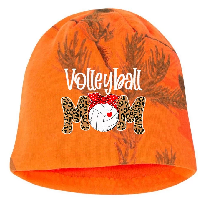 Volleyball Mom Leopard Messy Bun Game Day Funny Mothers Day Kati - Camo Knit Beanie