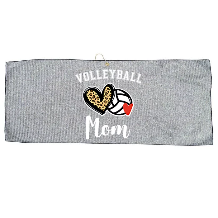 Volleyball Mom Leopard Heart Gift Large Microfiber Waffle Golf Towel