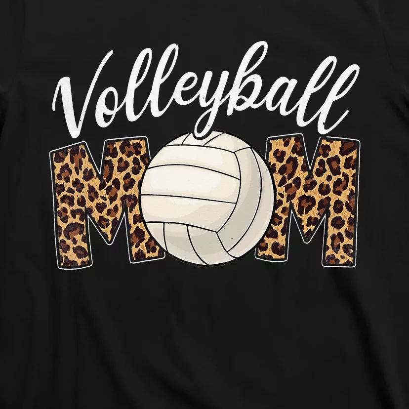 Volleyball Mom Leopard Sport Ball Mother's Day T-Shirt