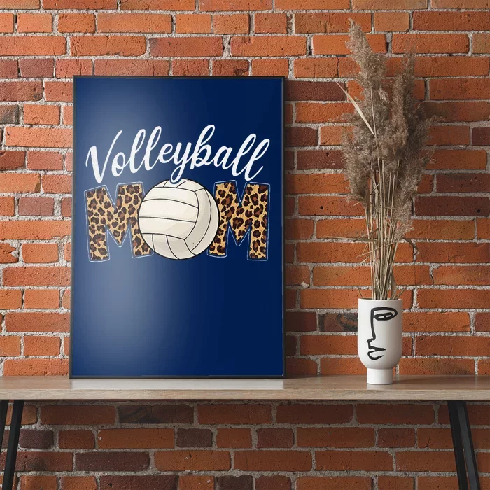 Volleyball Mom Leopard Funny Sport Ball Mom Mother's Day Poster