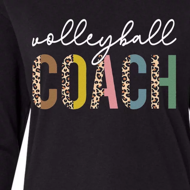 Volleyball Mom Leopard Volleyball Coach Team Gift Womens Cotton Relaxed Long Sleeve T-Shirt