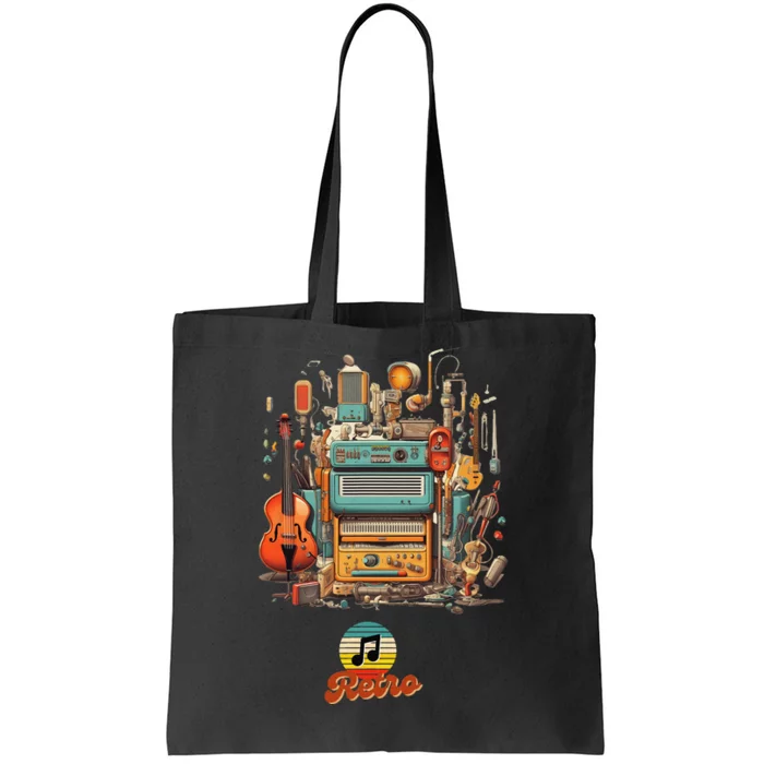 Vintage Music lovers Old School Retro Guitar Tee Tote Bag