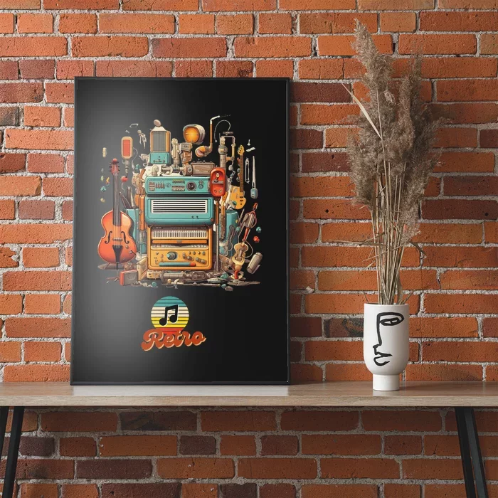 Vintage Music lovers Old School Retro Guitar Tee Poster