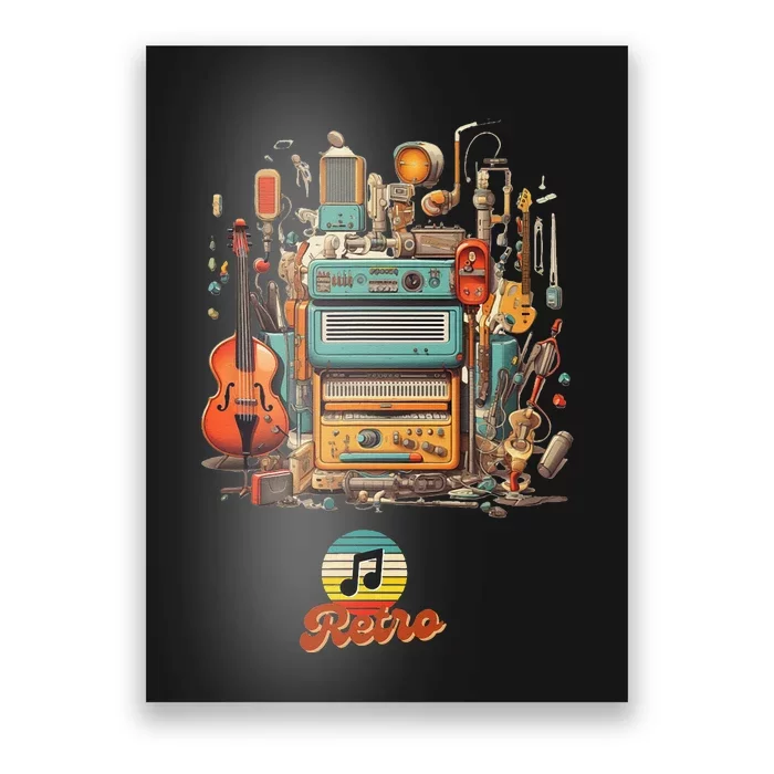 Vintage Music lovers Old School Retro Guitar Tee Poster