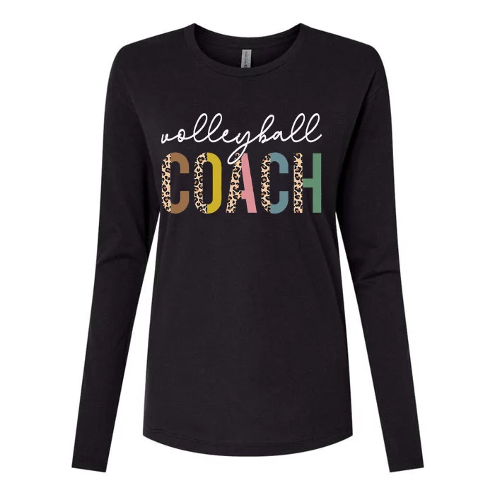 Volleyball Mom Leopard Volleyball Coach Team Gift Womens Cotton Relaxed Long Sleeve T-Shirt