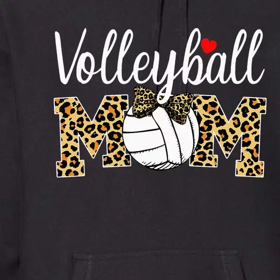 Volleyball Mom Leopard Funny Ball Mom Mother's Day Gift Premium Hoodie