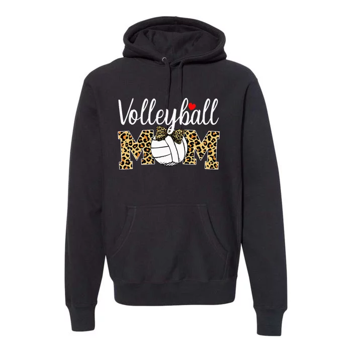 Volleyball Mom Leopard Funny Ball Mom Mother's Day Gift Premium Hoodie