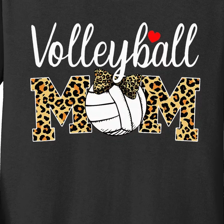 Volleyball Mom Leopard Funny Ball Mom Mother's Day Gift Kids Long Sleeve Shirt