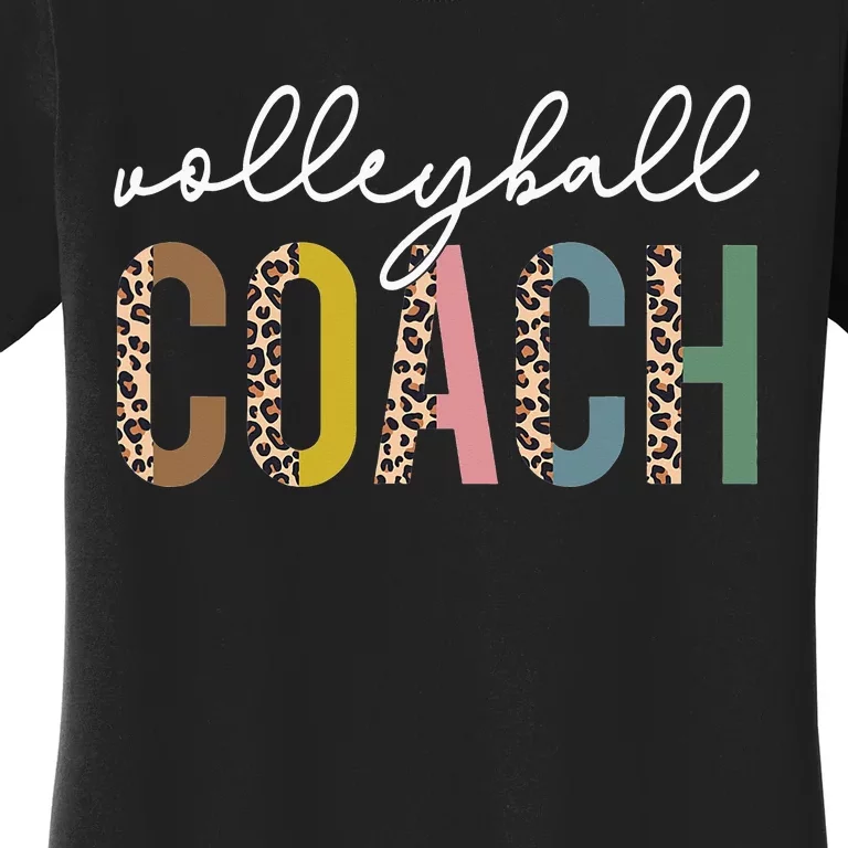 Volleyball Mom Leopard Volleyball Coach Team Gift Women's T-Shirt