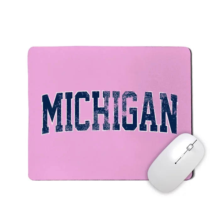 Vintage Michigan Look Maize Blue Retro Font Michigan Mousepad