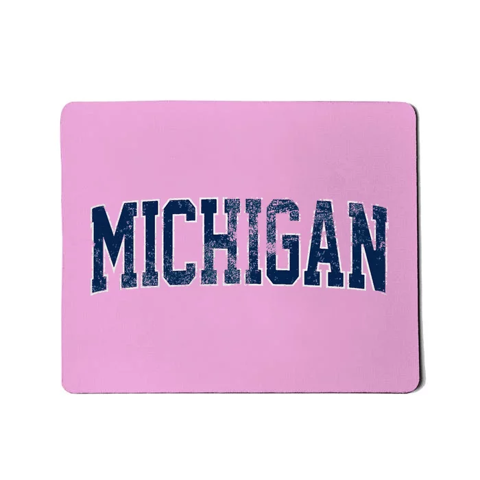 Vintage Michigan Look Maize Blue Retro Font Michigan Mousepad