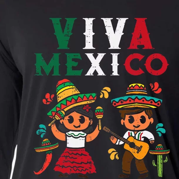 Viva Mexico Maracas Guitar Mexican Independence Cooling Performance Long Sleeve Crew