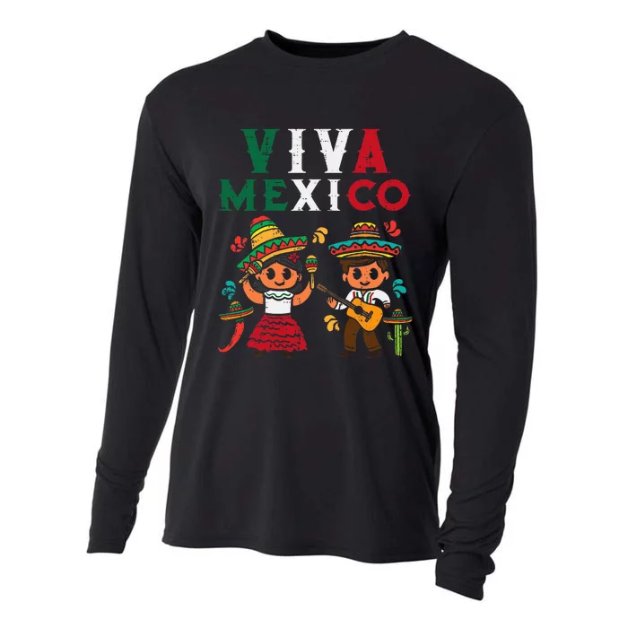 Viva Mexico Maracas Guitar Mexican Independence Cooling Performance Long Sleeve Crew