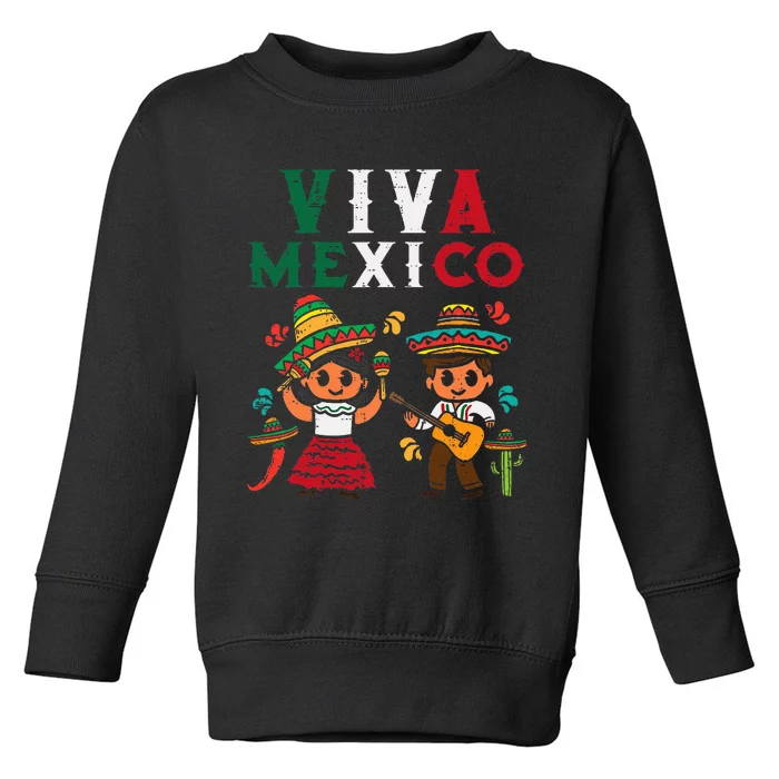 Viva Mexico Maracas Guitar Mexican Independence Toddler Sweatshirt