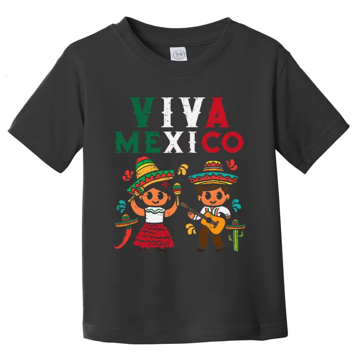 Viva Mexico Maracas Guitar Mexican Independence Toddler T-Shirt