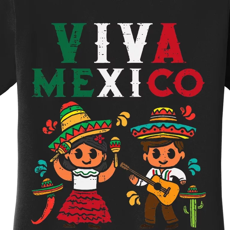 Viva Mexico Maracas Guitar Mexican Independence Women's T-Shirt