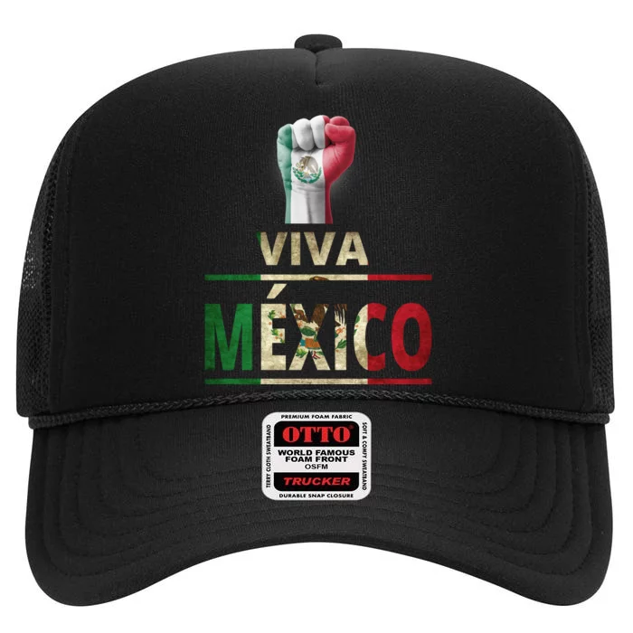 Viva Mexico Mexican Pride Fist High Crown Mesh Trucker Hat