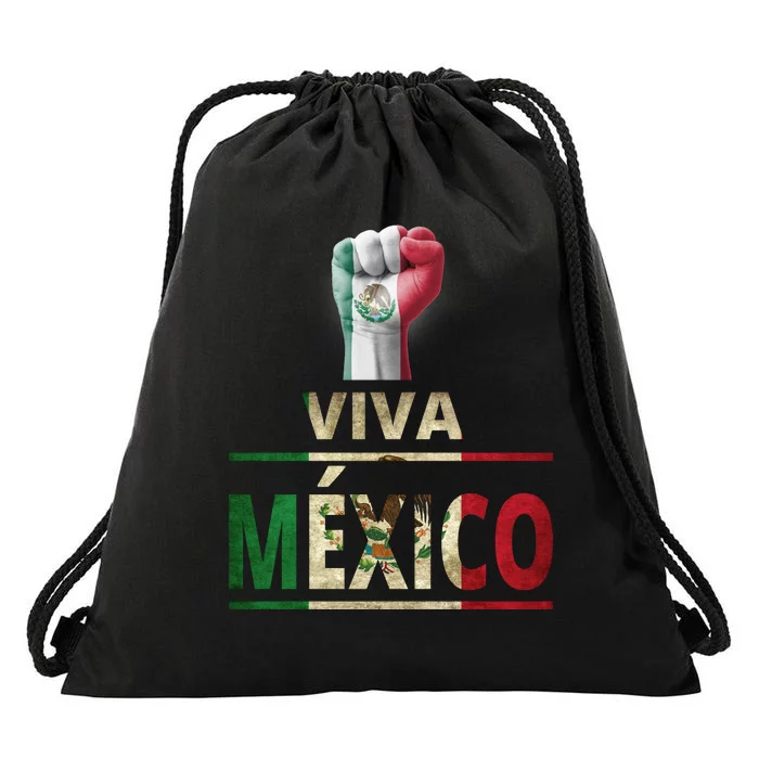 Viva Mexico Mexican Pride Fist Drawstring Bag