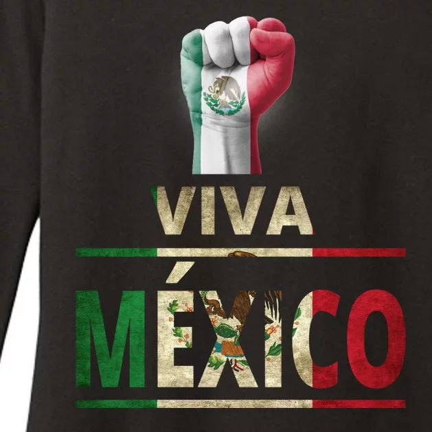 Viva Mexico Mexican Pride Fist Womens CVC Long Sleeve Shirt