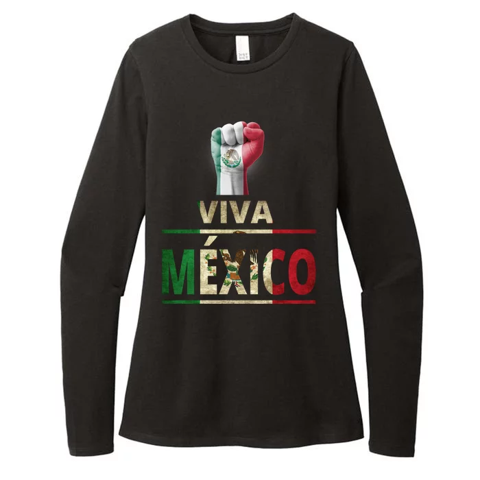 Viva Mexico Mexican Pride Fist Womens CVC Long Sleeve Shirt