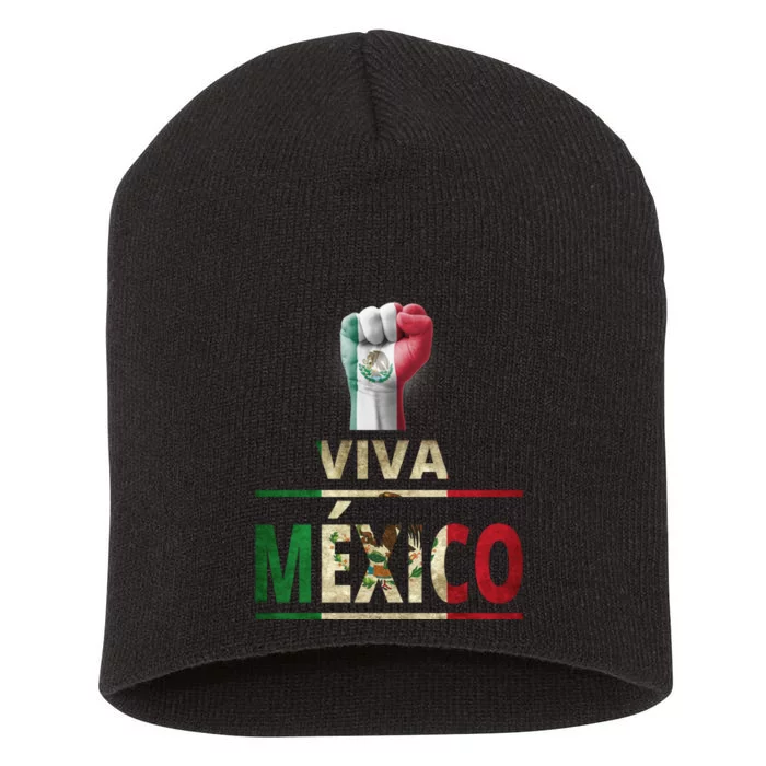 Viva Mexico Mexican Pride Fist Short Acrylic Beanie