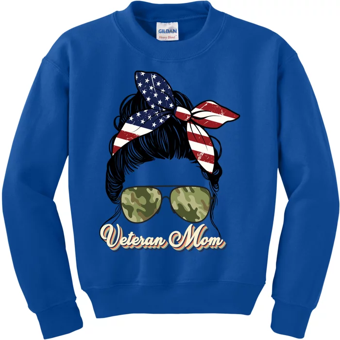 Veteran Mom MotherS Day 2023 Gift Proud Us Veteran Mom Gift Kids Sweatshirt