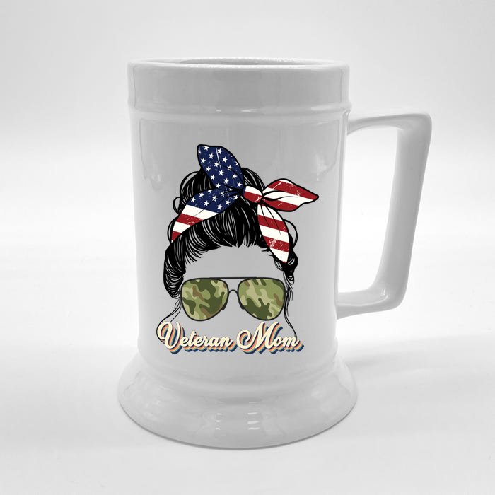 Veteran Mom MotherS Day 2023 Gift Proud Us Veteran Mom Gift Front & Back Beer Stein