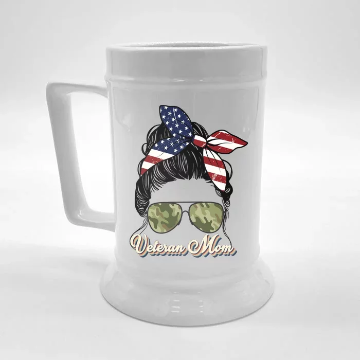 Veteran Mom MotherS Day 2023 Gift Proud Us Veteran Mom Gift Front & Back Beer Stein