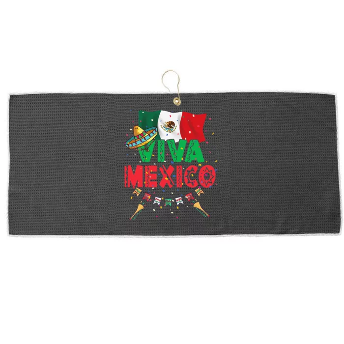 Viva Mexico Mexican Independence Day Independencia De Mexico Gift Large Microfiber Waffle Golf Towel