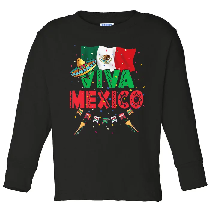 Viva Mexico Mexican Independence Day Independencia De Mexico Gift Toddler Long Sleeve Shirt