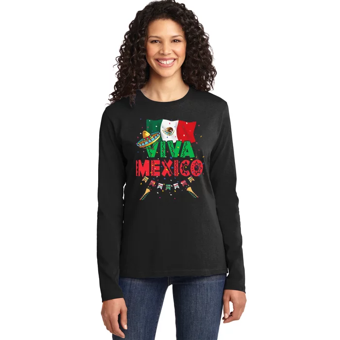 Viva Mexico Mexican Independence Day Independencia De Mexico Gift Ladies Long Sleeve Shirt