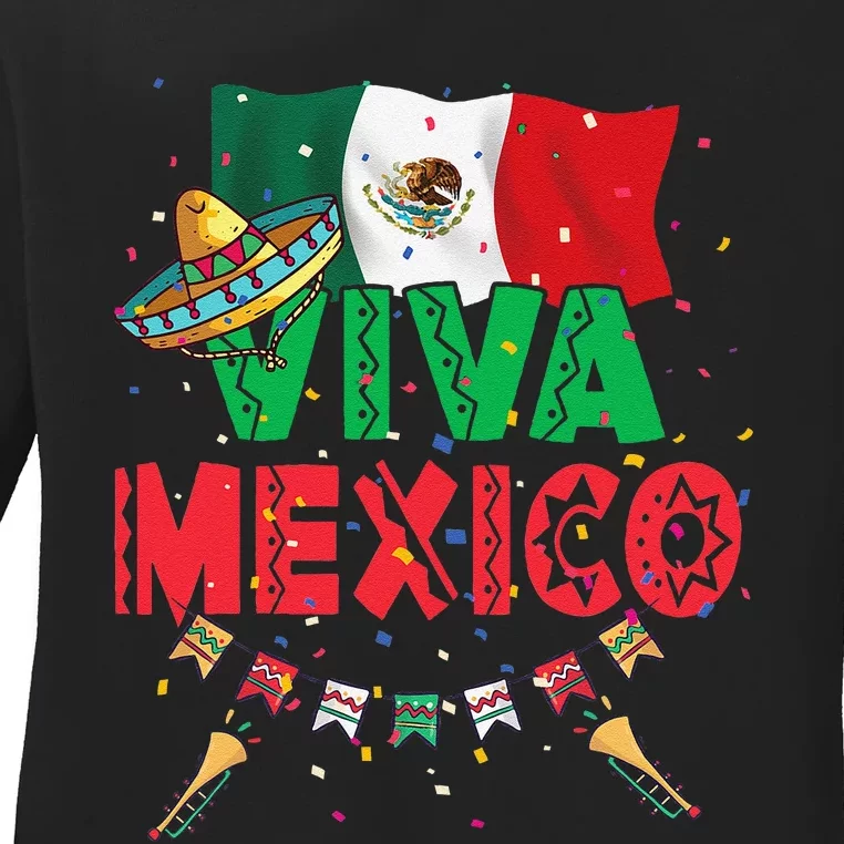 Viva Mexico Mexican Independence Day Independencia De Mexico Gift Ladies Long Sleeve Shirt