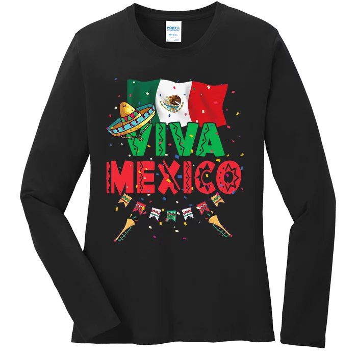 Viva Mexico Mexican Independence Day Independencia De Mexico Gift Ladies Long Sleeve Shirt