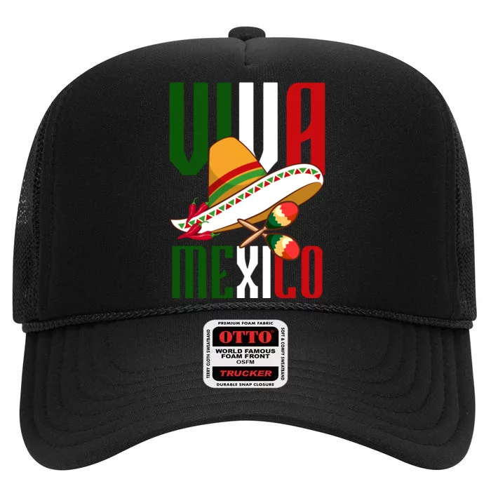 Viva Mexico Mexican Pride High Crown Mesh Trucker Hat