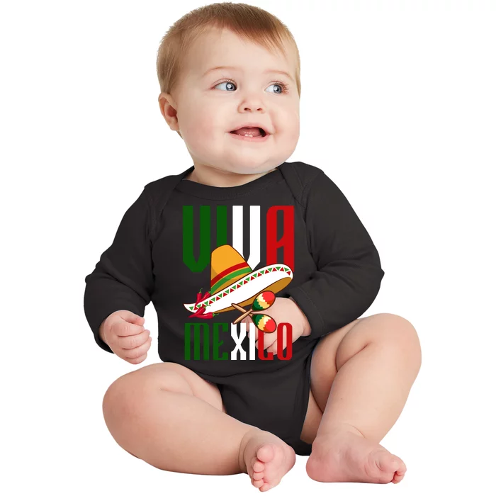 Viva Mexico Mexican Pride Baby Long Sleeve Bodysuit