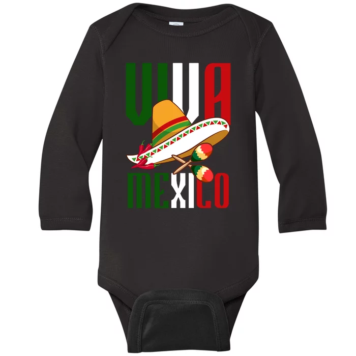 Viva Mexico Mexican Pride Baby Long Sleeve Bodysuit