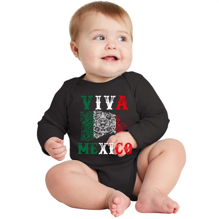 Viva Mexico Mexican Independence Day Baby Long Sleeve Bodysuit