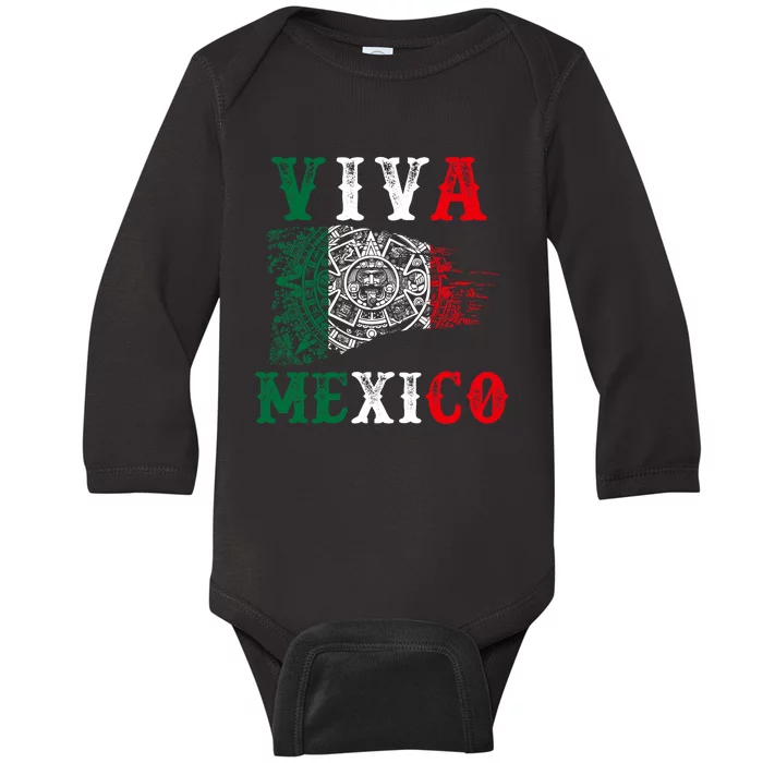 Viva Mexico Mexican Independence Day Baby Long Sleeve Bodysuit