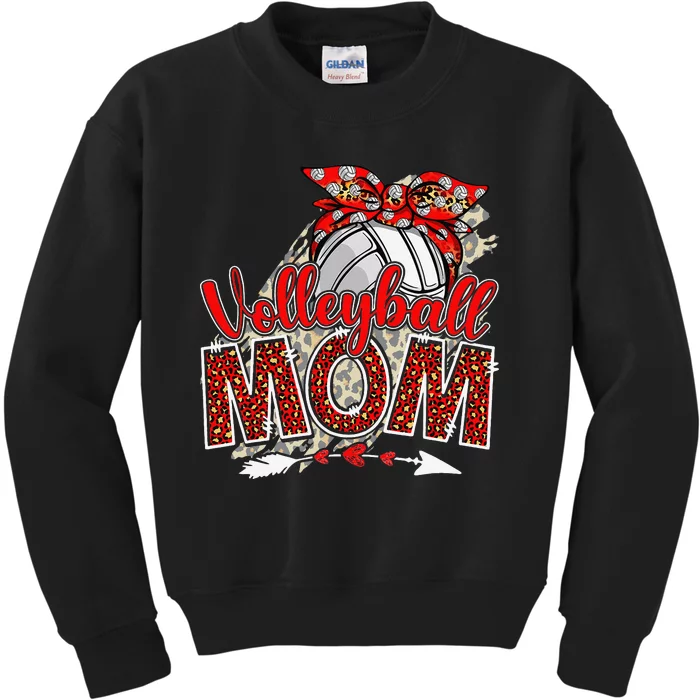 Volleyball Mom Mama Mother's Day Leopard Sport Mom Mama Kids Sweatshirt