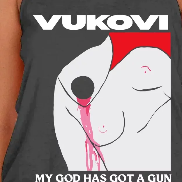 Vukovi Mghgag My God Has Got A Gun Women's Knotted Racerback Tank