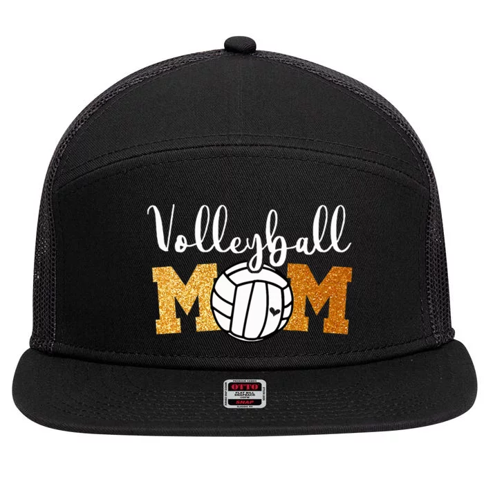 Volleyball Mom Mothers Day Volleyball Game Day Cheer Mom 7 Panel Mesh Trucker Snapback Hat