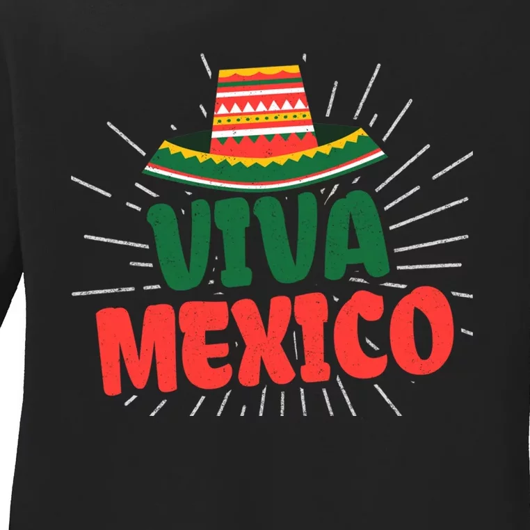 Viva Mexico Mexican Independence Day Gift Ladies Long Sleeve Shirt