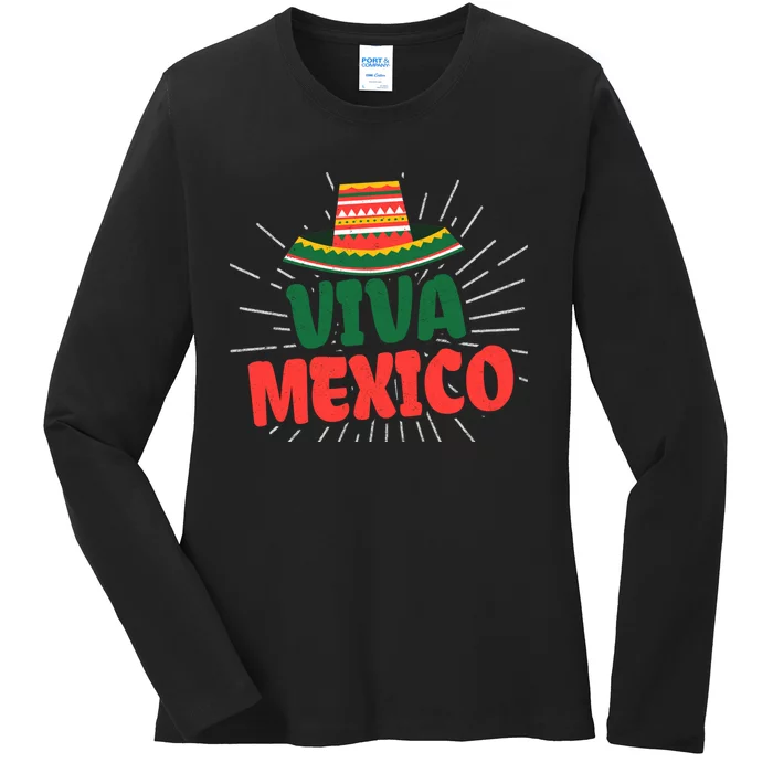 Viva Mexico Mexican Independence Day Gift Ladies Long Sleeve Shirt