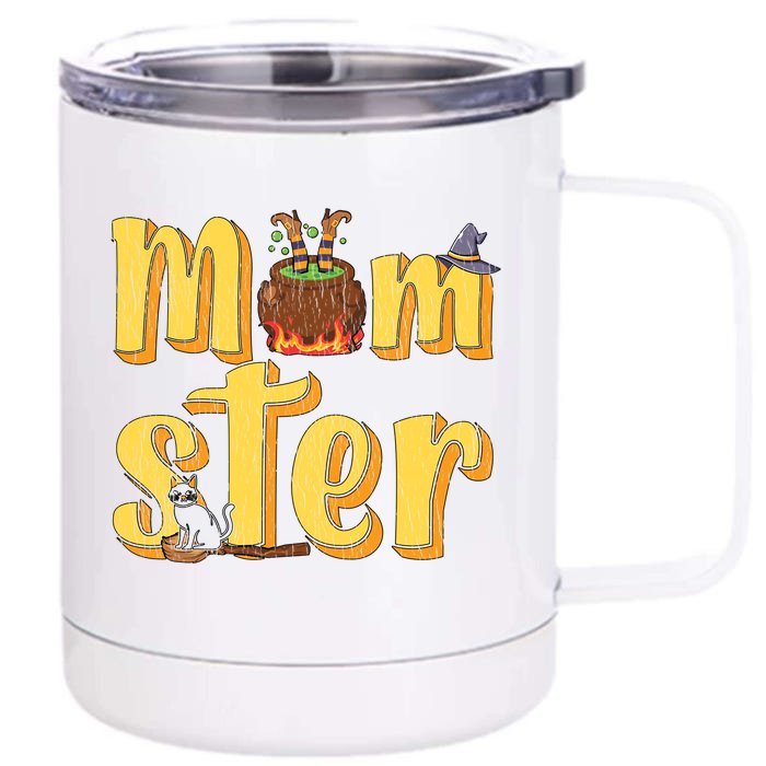 Vintage Momster Mom Mommy Mama Monster Halloween Mother Gift Front & Back 12oz Stainless Steel Tumbler Cup