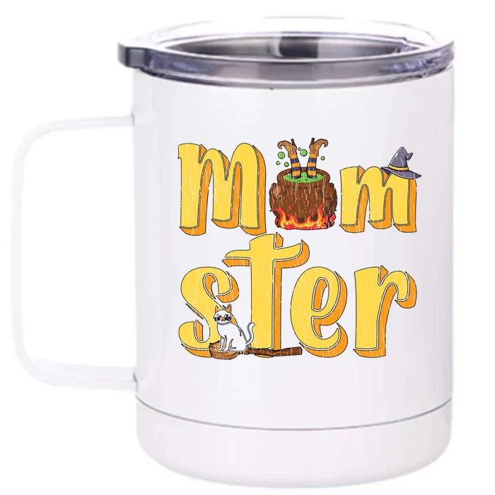 Vintage Momster Mom Mommy Mama Monster Halloween Mother Gift Front & Back 12oz Stainless Steel Tumbler Cup