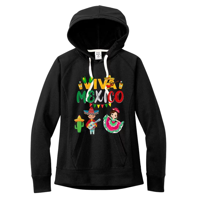 Viva Mexico Maracas Mexican Independence Women's Fleece Hoodie