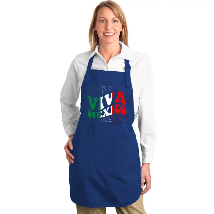 Viva Mexico Mexican Independence Day Full-Length Apron With Pocket