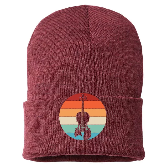 Violin Musical Music Violinist Retro Sustainable Knit Beanie